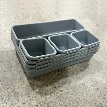 Úložný box Nastavitelný organizér do zásuvek 8 ks | úložné boxy, kosmetický organizér - Světle šedá