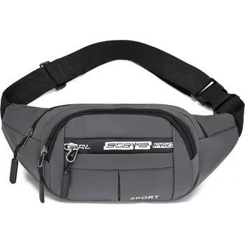 Pánská taška s velkou kapacitou na motorku | pánská taška, sportovní ledvinka - 804 kožená fólie šedá