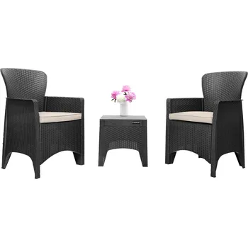 Zahradní sestava MultiGarden Zahradní nábytek na terasu nebo balkon – 2 křesla + stůl černý