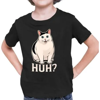 Žertovný předmět Huh? - bílá kočka - dětské tričko s potiskem- Tričkový.cz