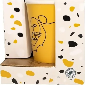 EXCELLENT HOUSEWARE Hrnek v dárkovém balení žlutý KO-ABM200190zlut