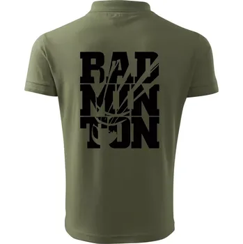 Pánská košile Badminton nápis - Polokošile pánská Pique Polo 203 - M ( Khaki )
