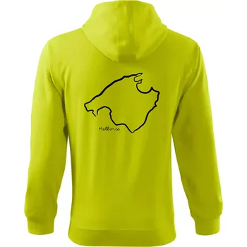 Pánská móda Mallorca - obrys ostrova - Mikina s kapucí na zip trendy zipper - M ( Limetková )