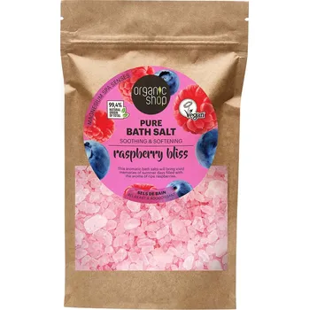 Koupelová sůl Organic Shop Sůl do koupele Raspberry Bliss (Pure Bath Salt) 500 g + 2 měsíce na vrácení zboží