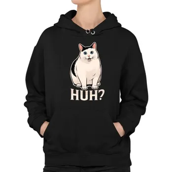 Žertovný předmět Huh? - bílá kočka - dámská mikina s potiskem- Tričkový.cz
