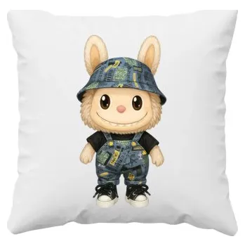 Žertovný předmět Panenka Bubu v kraťasech - polštář s potiskem – dárek pro fanoušky Labubu- Tričkový.cz