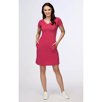Dámské šaty Sportovní třpytivé červené dámské šaty s raglánovými rukávy 7144 velikost M