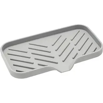 Odkapávač na nádobí Univerzální silikonová podložka s odtokem | kuchyňský organizér, držák houbičky - šedá M