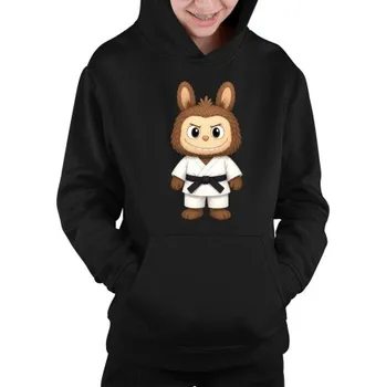 Žertovný předmět Panenka Bubu bojový umělec - dětská mikina s kapucí pro fanoušky Labubu- Tričkový.cz