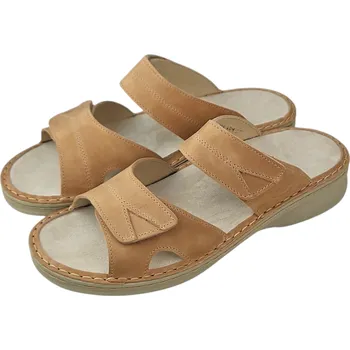 Dámské pantofle 1402 - 02 Kožené dámské nazouváky v hnědé barvě s měnitelnou stélkou, doprodej 40