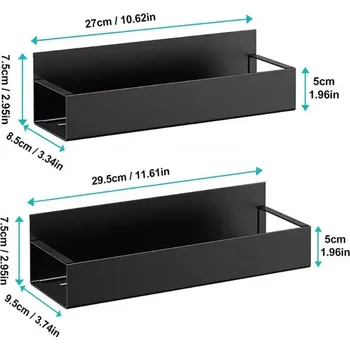 police Magnetická polička na lednici černá kovová | kuchyňský organizér, kovová police - S a L