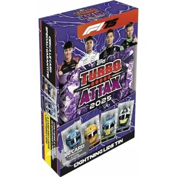 Sběratelská karetní hra Topps Turbo Attax F1 Formule 1 Mega Tin Lighting Lids