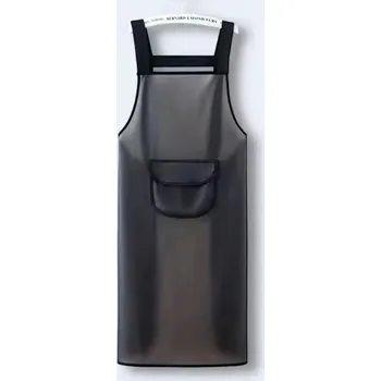 Kuchyňská zástěra Voděodolná kuchyňská PVC zástěra černá | kuchyňská zástěra, pracovní zástěra - 95 cm - s kapsami