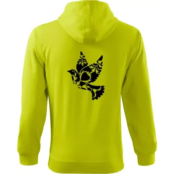 Pánská mikina Ptáček vzorovaný - Mikina s kapucí na zip trendy zipper - 3XL ( Limetková )