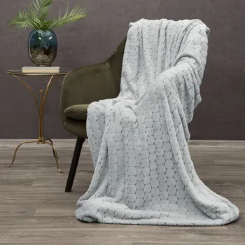 deka FLANELOVÁ DEKA ZOE1 150X200 CM STŘÍBRNÁ