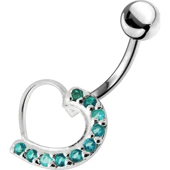 Piercing Šperky4U Stříbrný piercing do pupíku - srdce - BP01031-Q