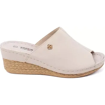 Dámské pantofle Zajímavé dámské nazouváky hnědé na klínku 39