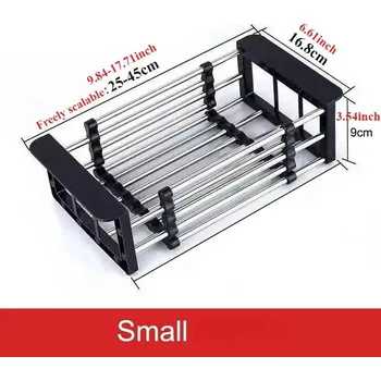 Odkapávač na nádobí Nerezový odkapávač na nádobí nastavitelný | Sušák na nádobí, odkapávač do dřezu - černý malý