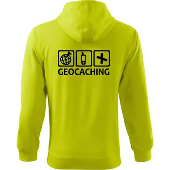 Pánská móda Geocaching ikony - Mikina s kapucí na zip trendy zipper - L ( Limetková )