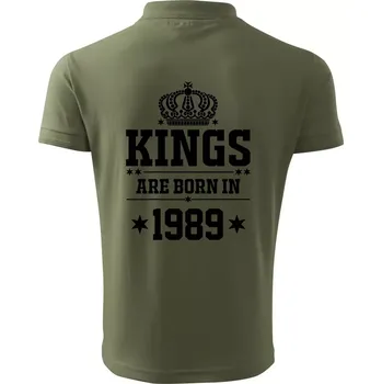 Pánská košile Kings are born in 1989 - Polokošile pánská Pique Polo 203 - 4XL ( Khaki )