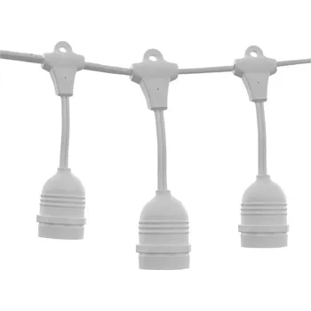 Dekorativní svítidlo Optonica Bílý venkovní řetěz GIRLANDA 15xE27 14.4m, bez žárovek, zavěšené patice