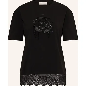 Dámské tričko Liu Jo Dámské Tričko S Krajkou A Ozdobnými Kamínky, černá, 34