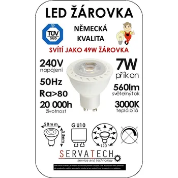 Žárovka Symfony LED žárovka reflektor/bodovka 7W / 49W 240V GU10 560lm 120° 20.000h teplá bílá