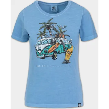 Dámské tričko PitBull West Coast Dámské triko Denim Washed BEACHBREAK - modré - PWC_DTDWBCHBRK_BLUE Velikosti: M