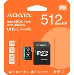 Adata Premier Pro 512 GB UHS1 U3 V30 A2 microSD paměťová karta + adaptér