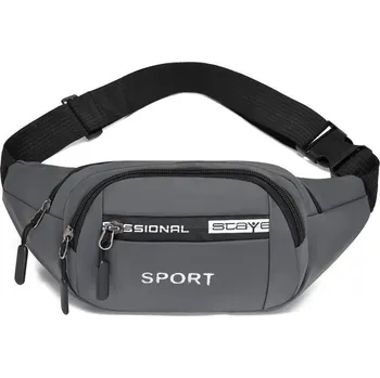 Pánská taška s velkou kapacitou na motorku | pánská taška, sportovní ledvinka - 801 kožená fólie šedá