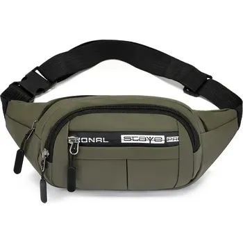 Pánská taška s velkou kapacitou na motorku | pánská taška, sportovní ledvinka - 804 kožená fólie zelená