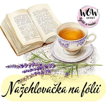 Nažehlovačky na fólii Nažehlovačka na fólii, LEVANDULE čaj s knihou, 7,4x9,3cm /ks
