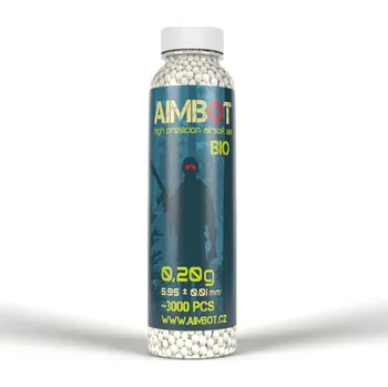 Airsoft AIMBOT airsoftové kuličky Bio 0,20g, 3000ks, bílé