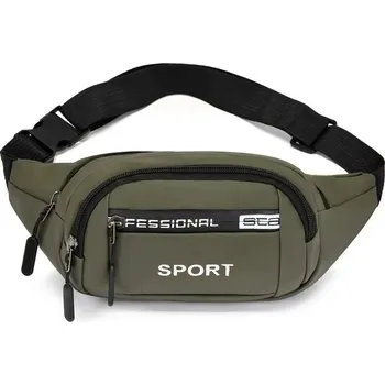 Pánská taška s velkou kapacitou na motorku | pánská taška, sportovní ledvinka - 801 kožená fólie zelená