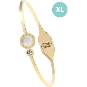 Náramek Pevný ocelový náramek JVD se žlutým zlacením a zirkonem JGB3GXL, provedení XL