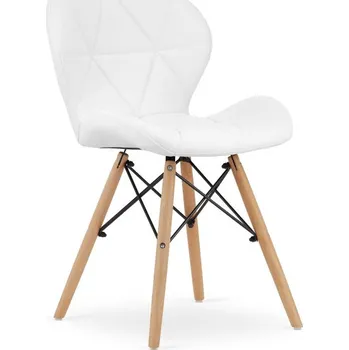 Jídelní židle Set tří jídelních židlí LAGO ekokůže bílé (hnědé nohy) (3ks)