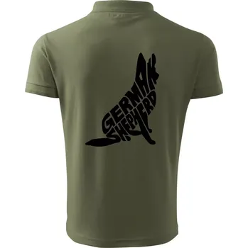Pánská košile Německý ovčák sedící napis - Polokošile pánská Pique Polo 203 - S ( Khaki )