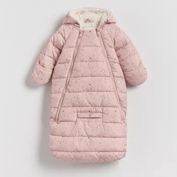 Reserved - Zateplený spací pytel pro miminko s květinovým vzorem - pudrově růžová - 853GK-39X - 853GK-39X-62