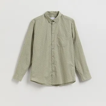 Pánská košile Reserved - Košile s drobným potiskem regular fit - světle olivová - 845FS-81P - 845FS-81P-L