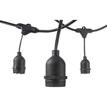 Dekorativní svítidlo Optonica Černý venkovní řetěz GIRLANDA 15xE27 14.4m, bez žárovek, zavěšené patice