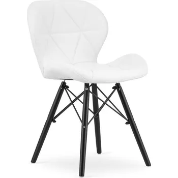 Jídelní židle Set tří jídelních židle LAGO ekokůže bílé (černé nohy) (3ks)