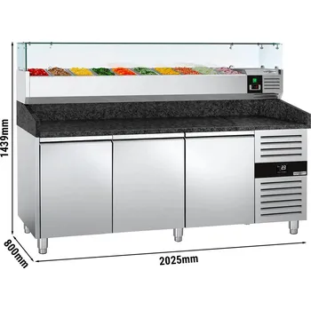 Lednice G.Gastro Chladicí stůl na pizzu PREMIUM - 2,0 x 0,8 m - se 3 dveřmi 4643