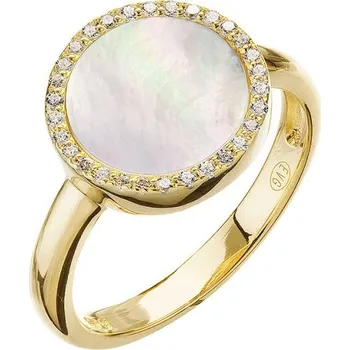 Prsten Pozlacený prsten s bílou perletí 15022.1 58