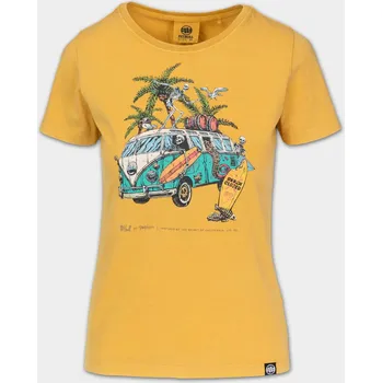 PitBull West Coast Dámské triko Denim Washed BEACHBREAK - žluté - PWC_DTDWBCHBRK_YELL Velikosti: S