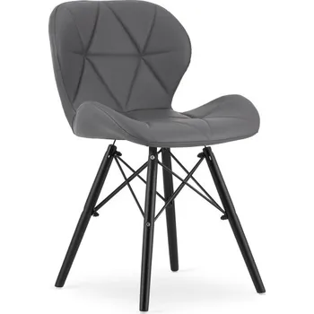 Jídelní židle Set dvou jídelních židlí LAGO ekokůže šedé (černé nohy) 2ks