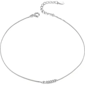 Náramek Elenys stříbrný řetízek na nohu – lesklý s kuličkami