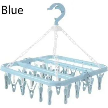 Sušák na prádlo Skládací sušák s 32 klipsy na prádlo | sušák, organizér prádla - Modrý