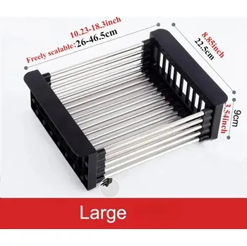 Odkapávač na nádobí Nerezový odkapávač na nádobí nastavitelný | Sušák na nádobí, odkapávač do dřezu - černý velký