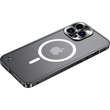 Pouzdro na mobilní telefon Kovový magnetický Magsafe kryt na Apple iPhone 13 Pro, černý