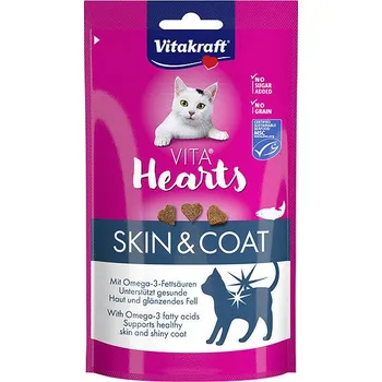 Pamlsek pro kočku Vitakraft Vita Hearts Skin & Coat losos 3 × 40 g